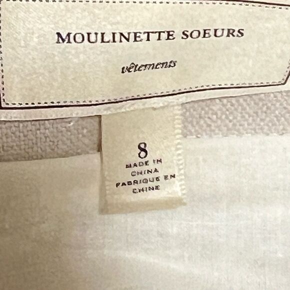 Moulinette Soeurs by Anthropologie Ivory embroidered Leaf linen skirt size 8 - Picture 2 of 5